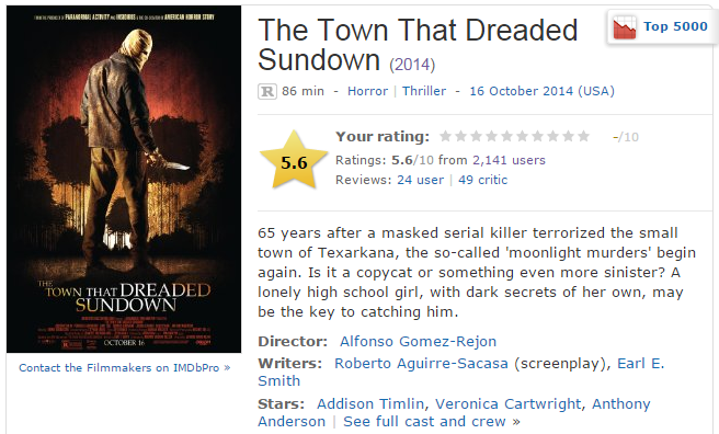 The Town That Dreaded Sundown  2014    IMDb.png